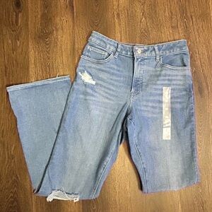 Express Curvy Boot High Rise Distressed Ripped Stretch Med Wash Jeans NWOT